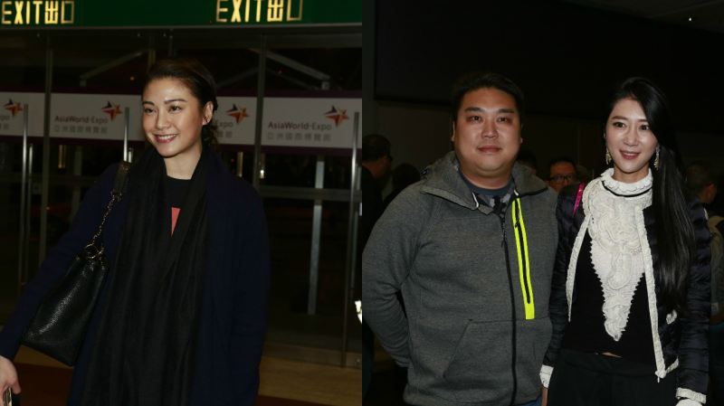 廖碧儿(左)与旧爱林忠豪(中)不约而同到场看娜姐演唱会,而男方更带现任女友现身。