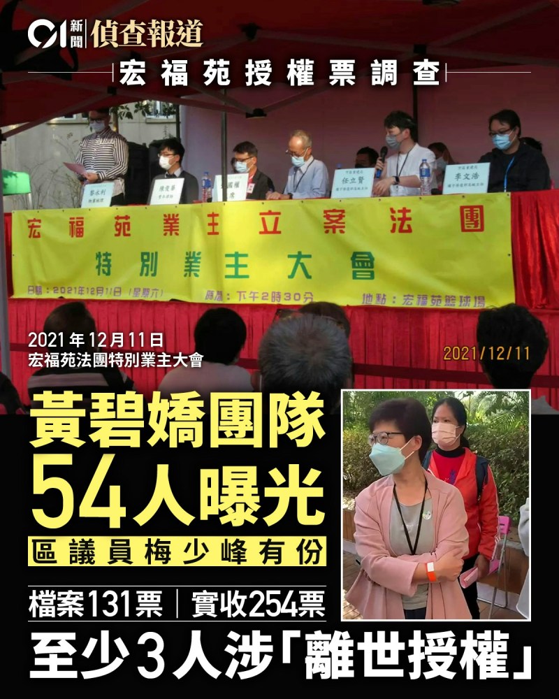 宏福苑授权票调查|黄碧娇团队54人曝光 至少三人涉「离世授权」