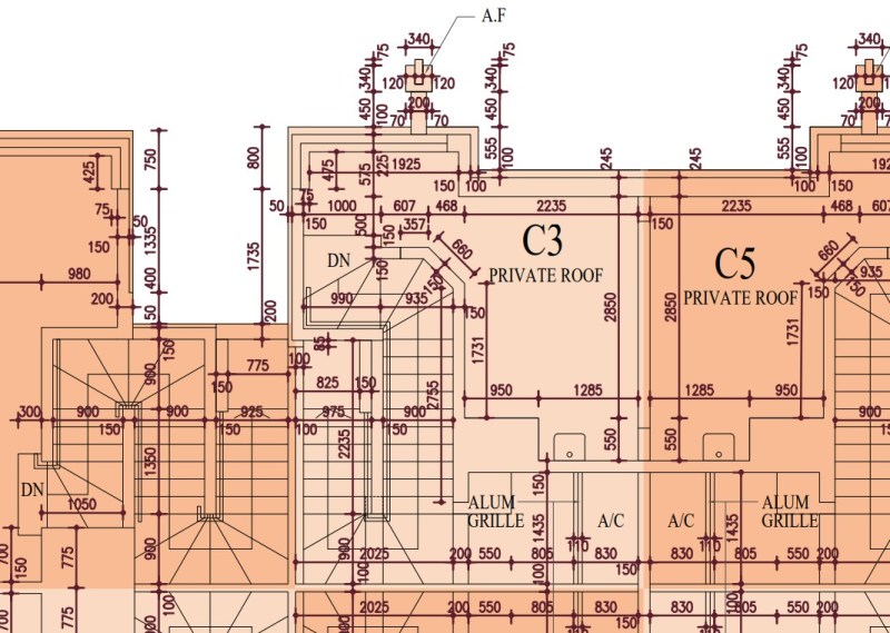 C3洋房天台图则。