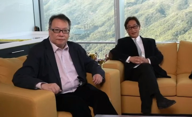郭思治(右)曾与沈振盈(左)为证监会拍片,提醒市民切勿轻信网上的投资贴士。(证监会片段截图)